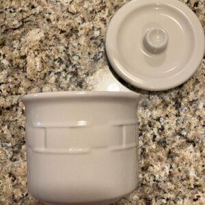 Longaberger lidded salt crock